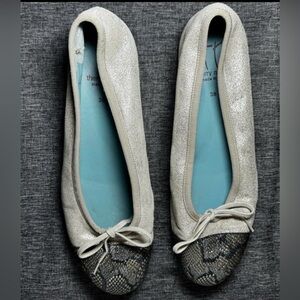 Thierry Rabatin Gem Women’s 7/38  Ballet Flats Snakeskin & Suede Bow Shoes